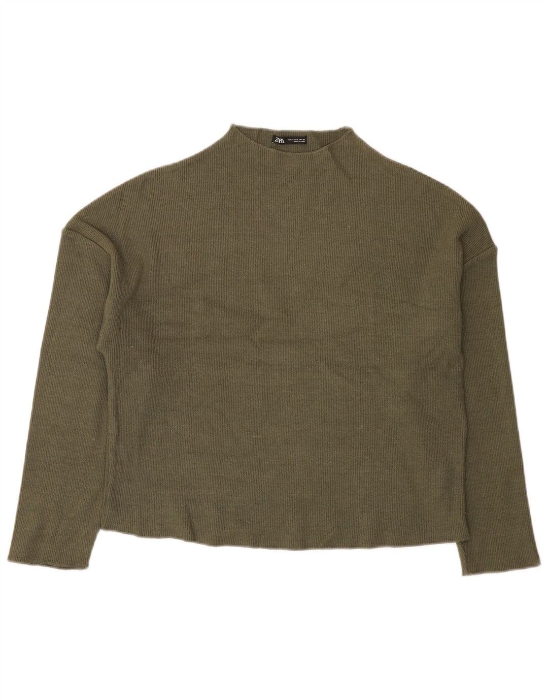 Maglione maglione oversize con collo dolcevita da donna Zara UK 10 piccolo kaki