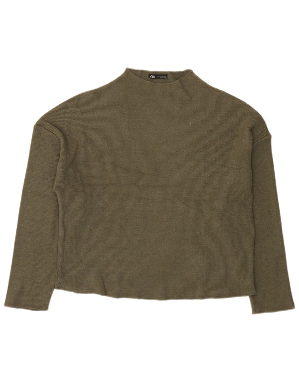 Maglione maglione oversize con collo dolcevita da donna Zara UK 10 piccolo kaki
