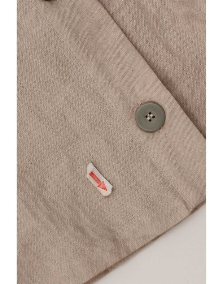 Camicetta Camicia Vintage da Donna IT 44 Lino Grigio Medio