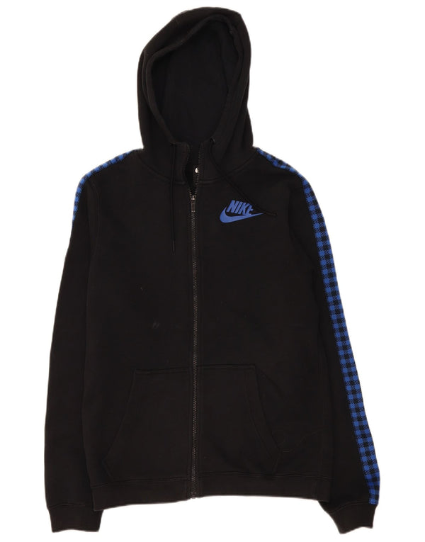 Felpa con cappuccio e zip Nike da uomo, piccola, in cotone color block nero