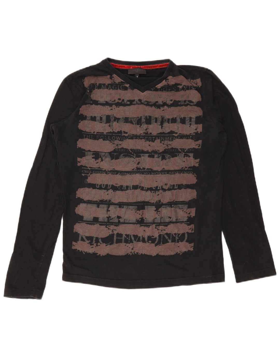 Top grafico da uomo Richmond a maniche lunghe a righe piccole nere
