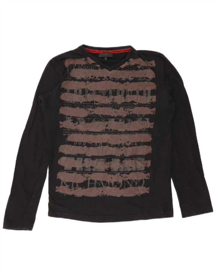 Top grafico da uomo Richmond a maniche lunghe a righe piccole nere