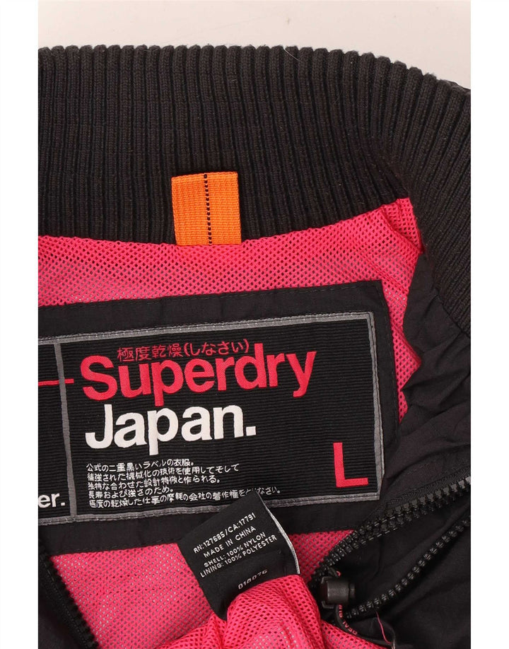 Giacca a vento grafica da donna Superdry UK 16 grande nylon nero