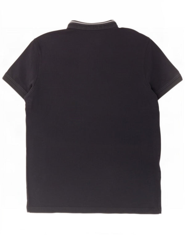 Massimo Dutti Mens Polo Shirt Large Navy Blue Cotton