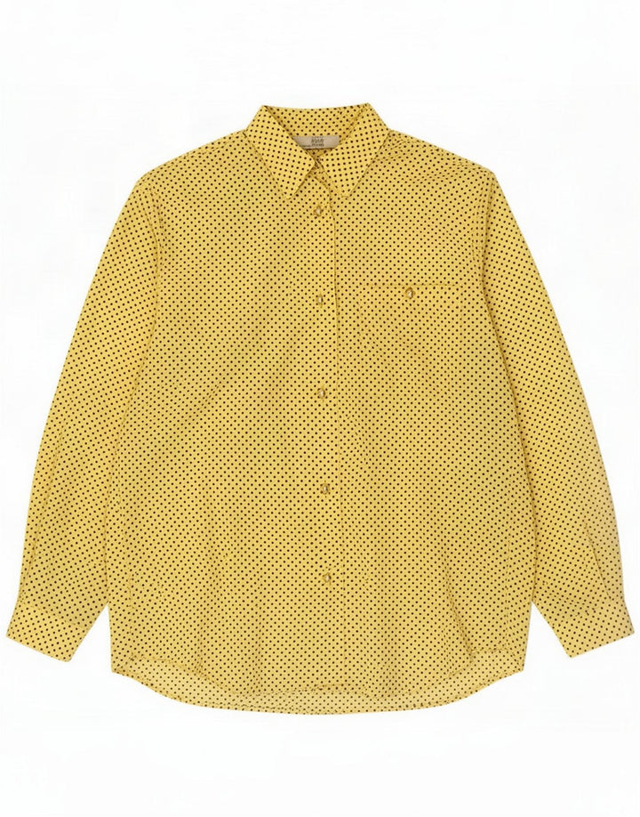 Camicia oversize vintage da donna UK 10 piccola in poliestere maculato giallo
