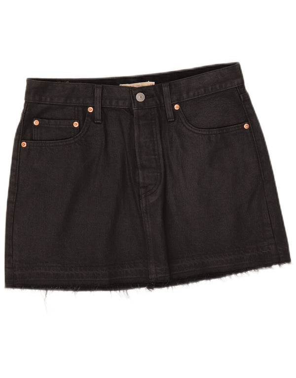 Mini gonna di jeans da donna Levi's W27 piccola in cotone nero