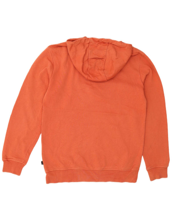 QUIKSILVER Mens Graphic Hoodie Jumper Small Orange Cotton