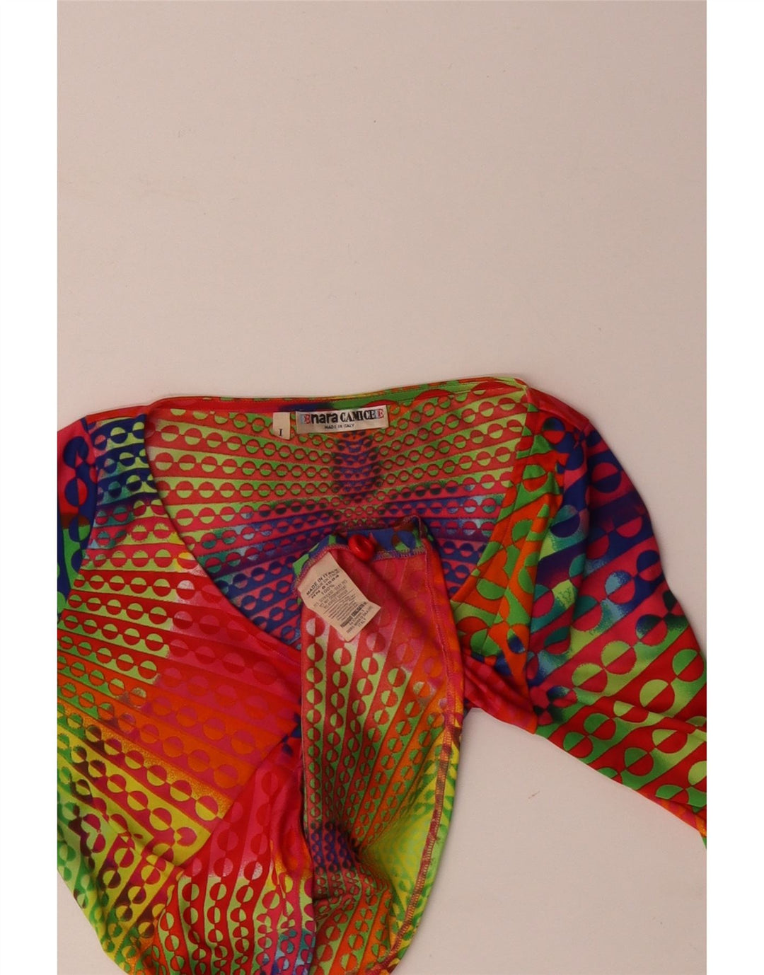 Top corto da donna Naracamicee UK 12 Seta geometrica multicolore media