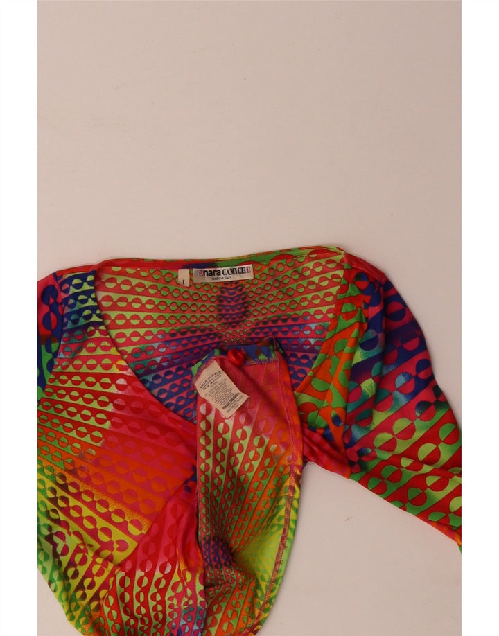 Top corto da donna Naracamicee UK 12 Seta geometrica multicolore media