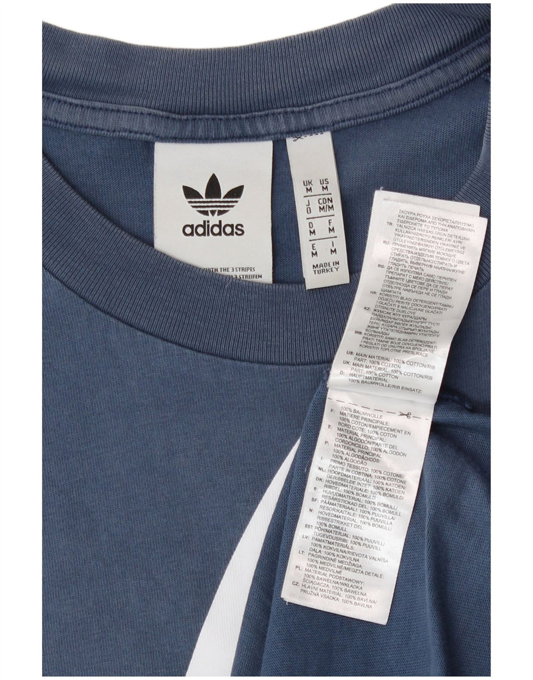 T-shirt grafica da uomo Adidas Top in cotone blu medio