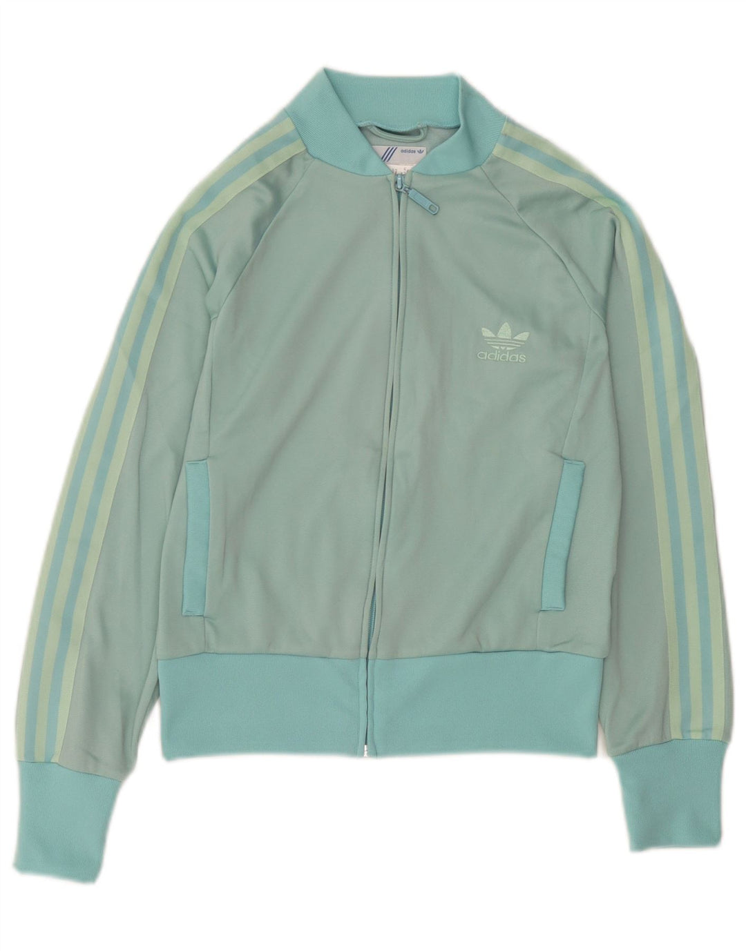 Giacca da tuta da donna Adidas UK 10 Small Turchese Colourblock Nylon