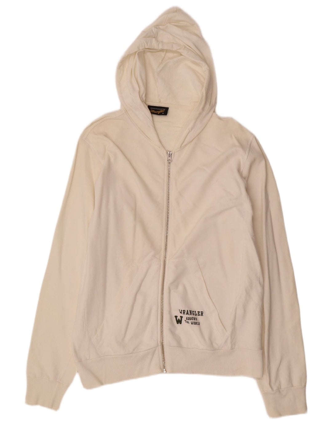 Maglione con cappuccio e zip da uomo Wrangler in cotone bianco sporco medio