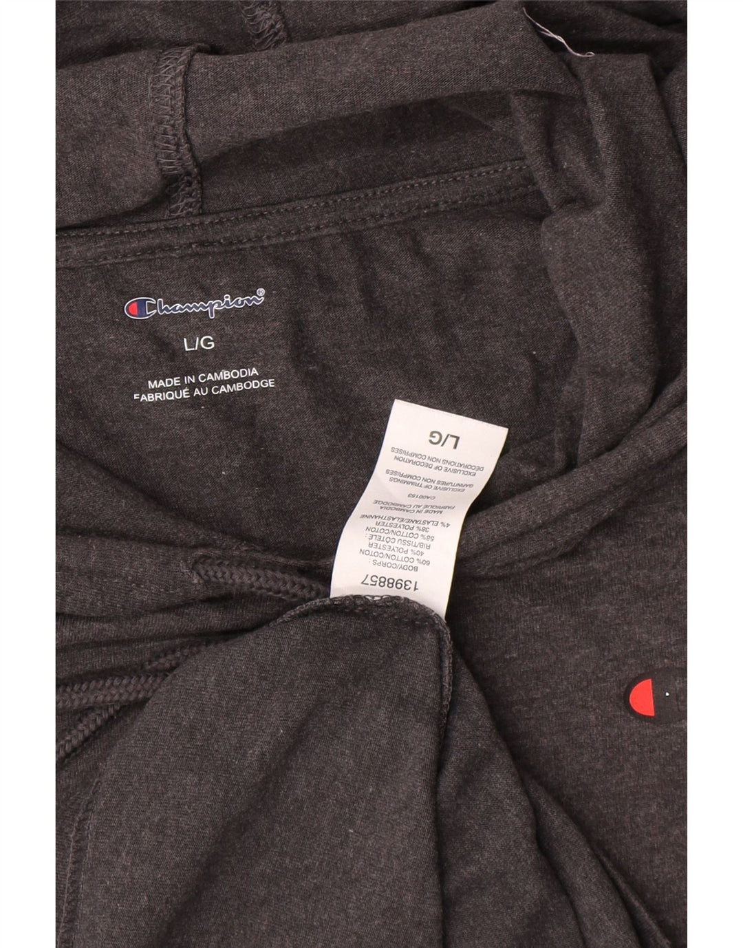 Champion Top da uomo con cappuccio a maniche lunghe in cotone grigio grande