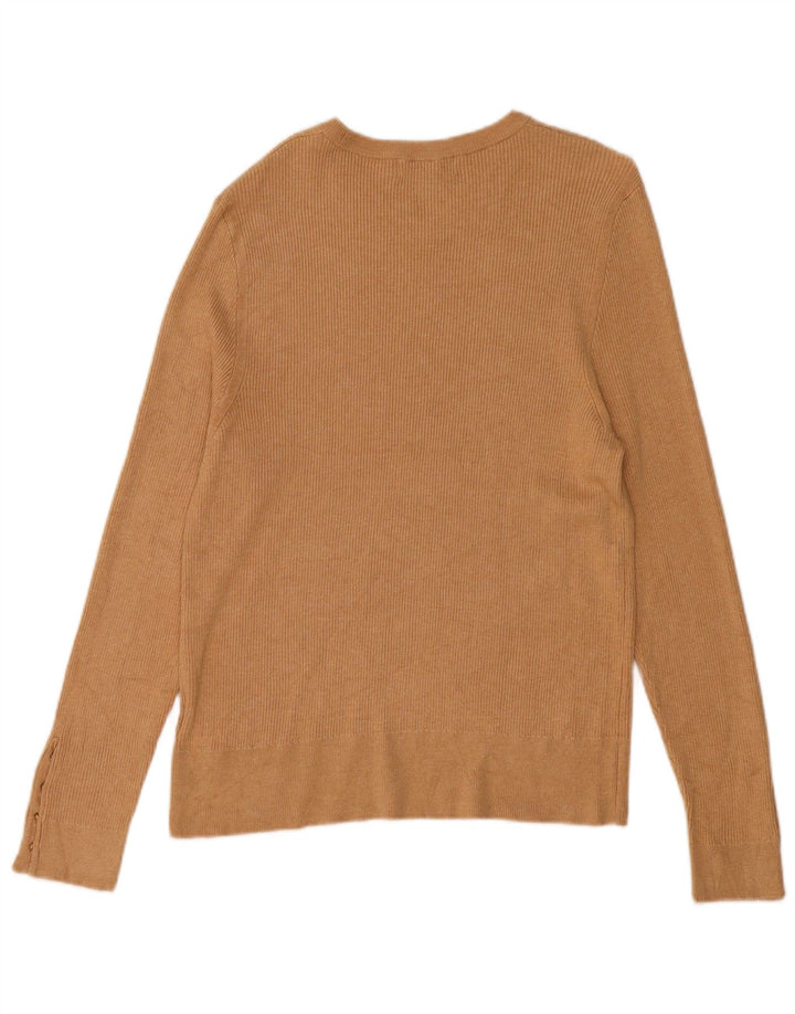 MARKS & SPENCER Maglione da donna con scollo a barca UK 18 XL Viscosa beige
