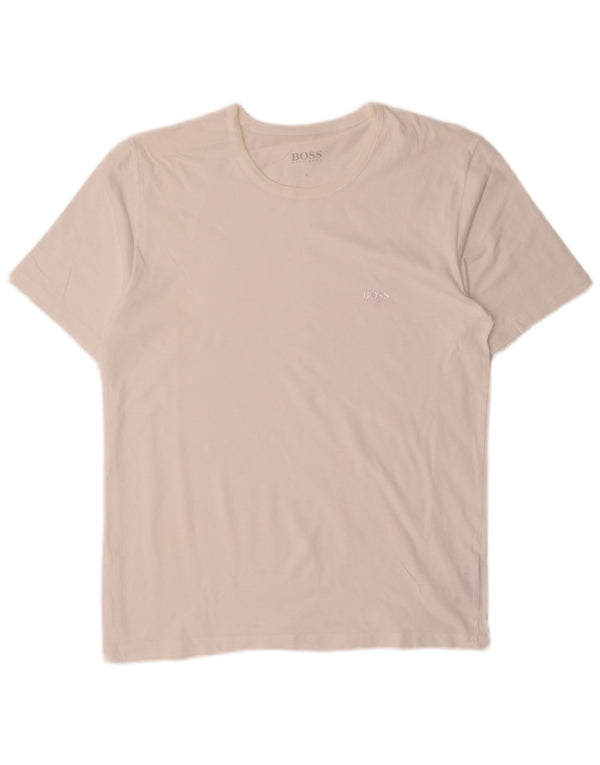 Hugo Boss T-shirt a maniche corte da uomo Top Large in cotone bianco