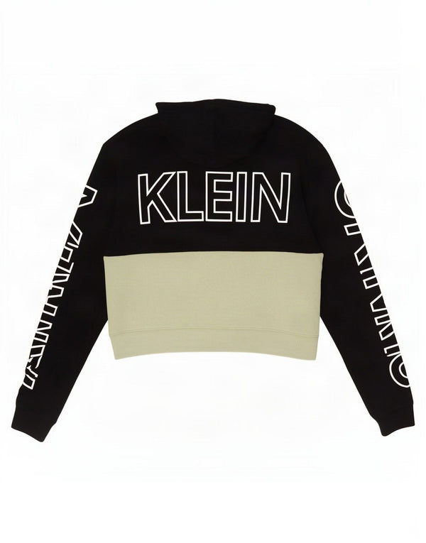Maglione con cappuccio grafico oversize da donna Calvin Klein Jeans UK 10 piccolo nero