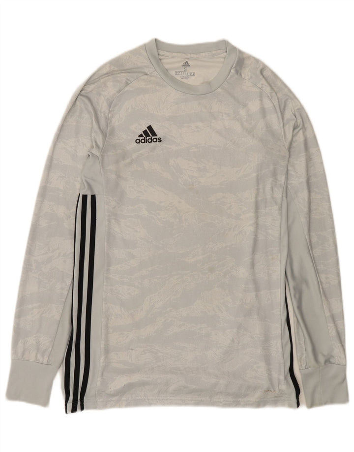 Adidas Uomo Climalite Top manica lunga piccolo poliestere mimetico grigio
