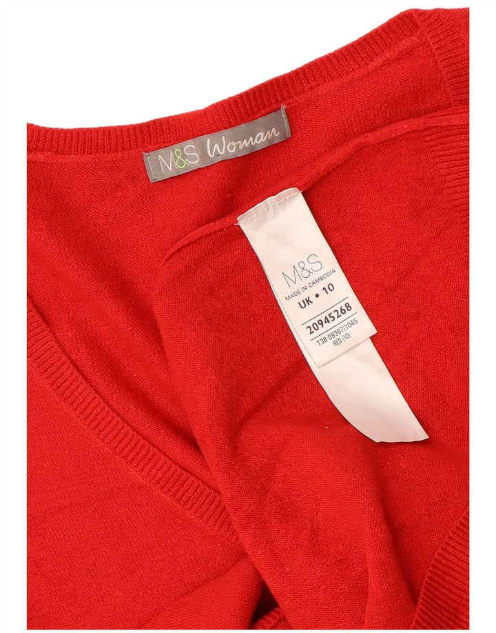 Maglione oversize con scollo a V da donna Marks & Spencer UK 10 piccolo rosso