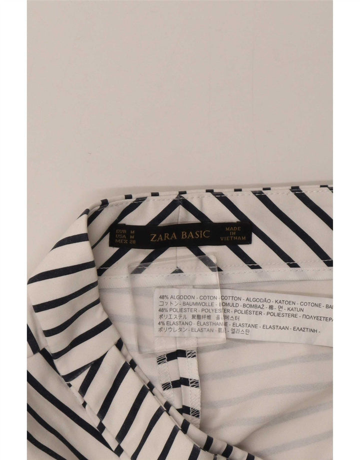 Pantaloncini casual da donna Zara medi W28 in cotone a righe bianche