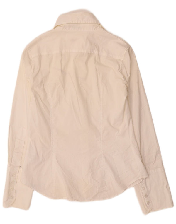 Benetton Womens Formal Shirt UK 12 Medium White Cotton
