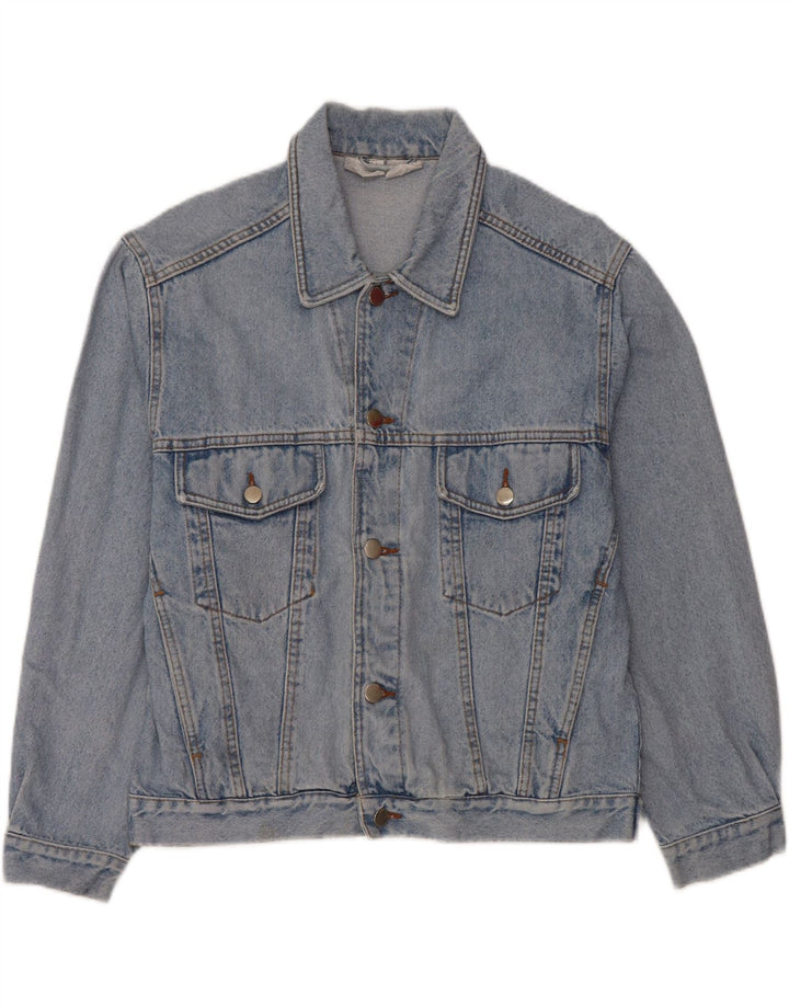 Giacca di jeans grafica da uomo VINTAGE UK 36/38 piccolo cotone blu