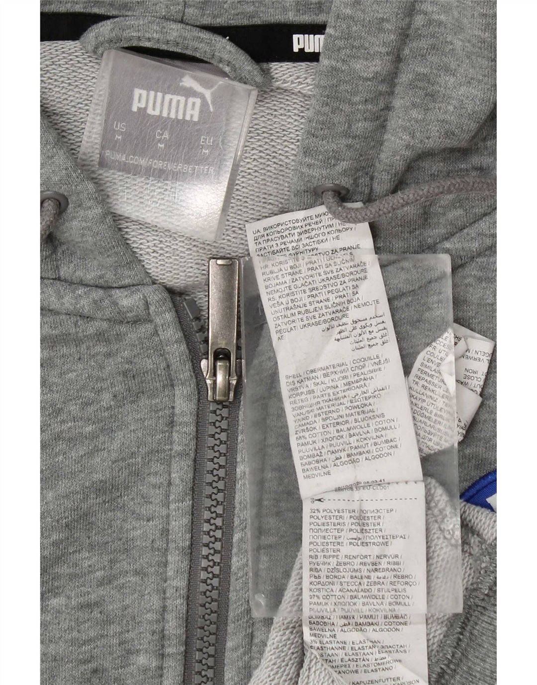 Felpa con cappuccio e zip grafica da uomo Puma in cotone grigio medio