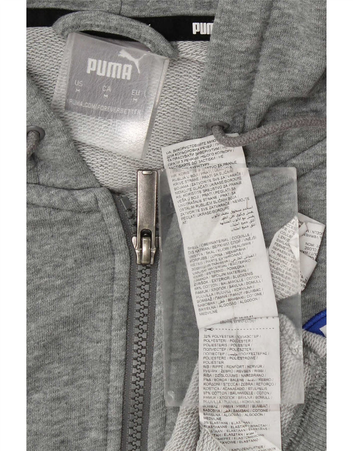 Felpa con cappuccio e zip grafica da uomo Puma in cotone grigio medio