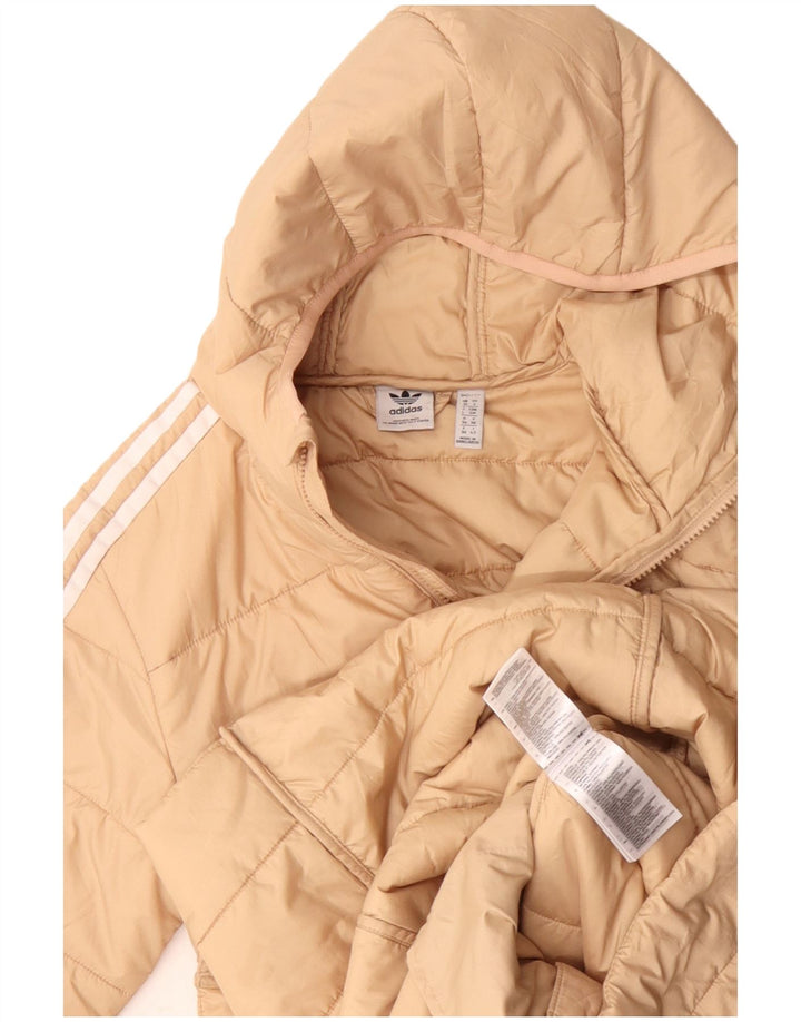 Cappotto imbottito con cappuccio da donna Adidas UK 10 piccolo poliestere beige