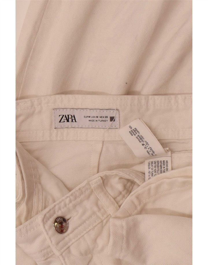 Gonna midi in denim da donna Zara media W28 cotone bianco