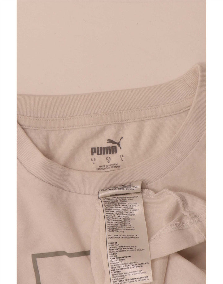 Puma T-shirt grafica da uomo grande in cotone bianco