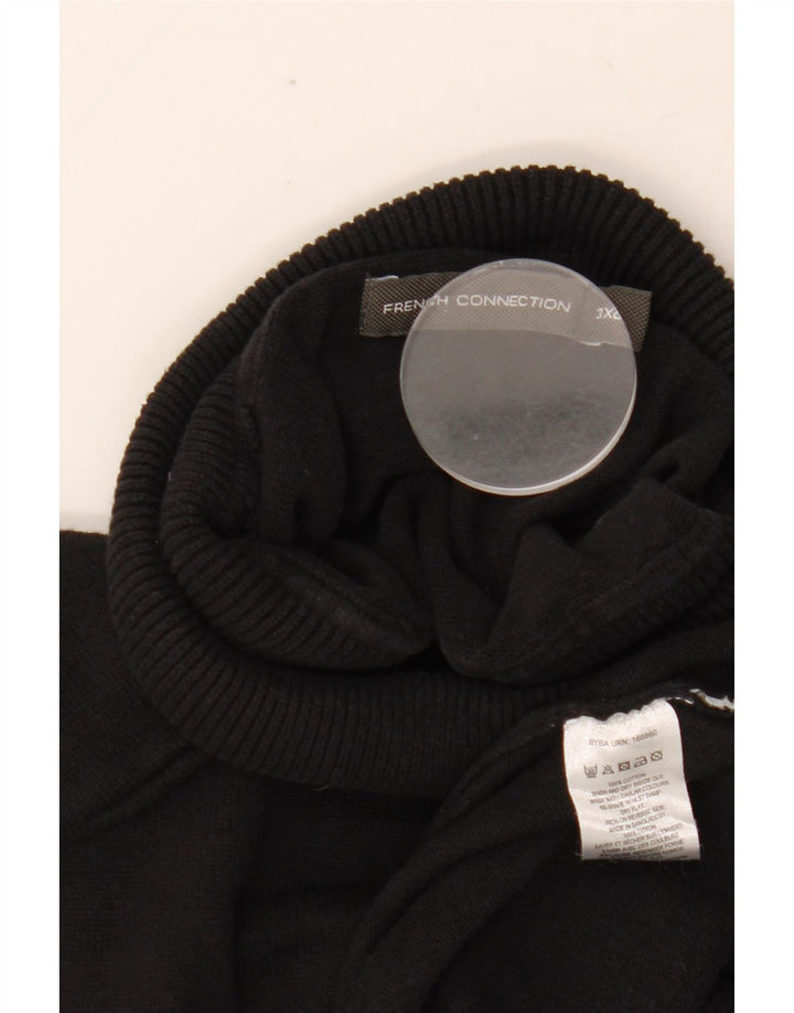 FRENCH CONNECTION Maglione maglione da uomo con collo alto 3XL cotone nero