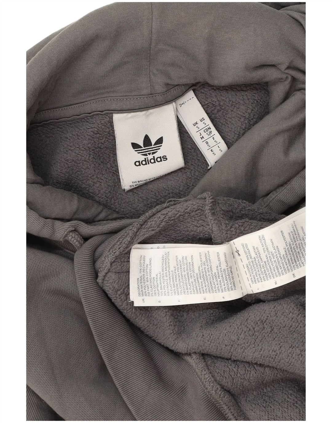 Felpa con cappuccio da uomo Adidas Small in cotone grigio