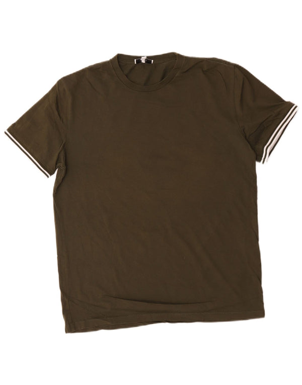 Reiss Mens T-Shirt Top Medium Khaki Cotton