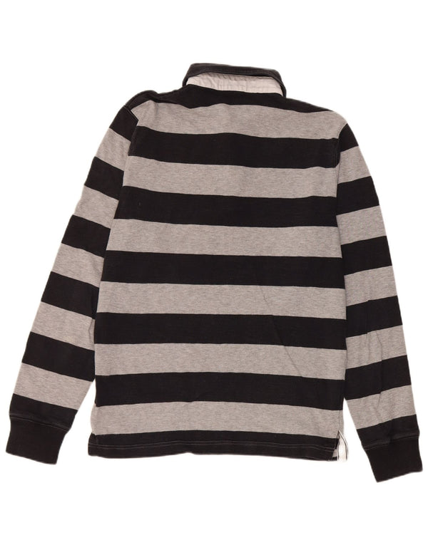 Polo da rugby da uomo a maniche lunghe Gant in cotone a righe nere medie