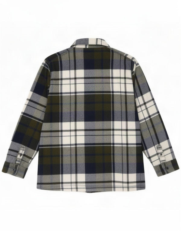 Benetton Camicia in flanella da bambino 10-11 anni XL Acrilico a quadri verdi
