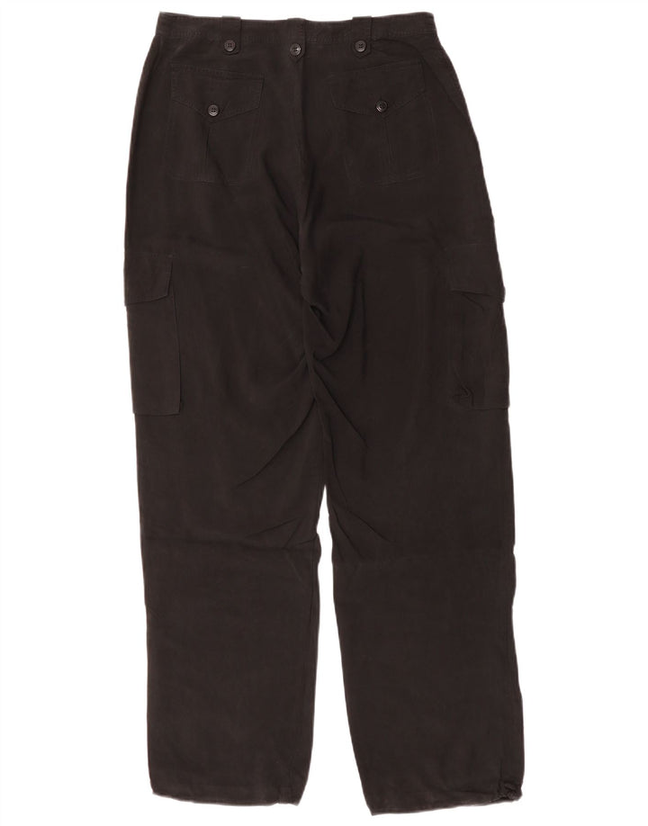 Pantaloni cargo dritti da donna Warehouse UK 12 medi W28 L31 seta nera
