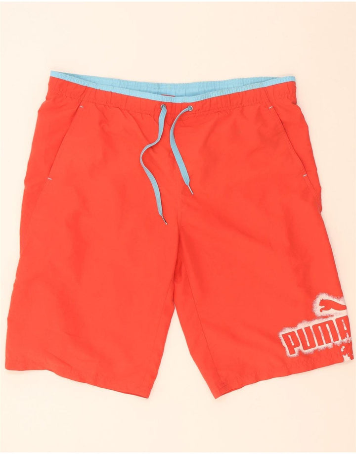 Pantaloncini da bagno grafici da uomo Puma grandi rossi in poliestere