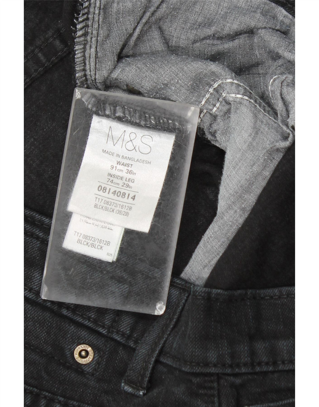 Jeans dritti da uomo Marks & Spencer W36 L26 cotone nero