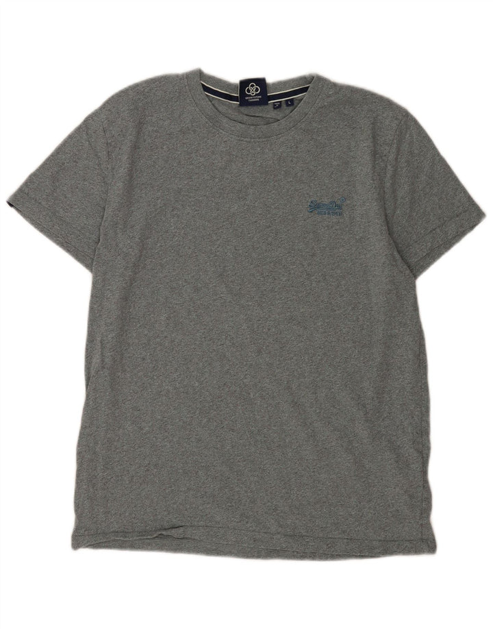 T-shirt da uomo Superdry Top grande in cotone grigio