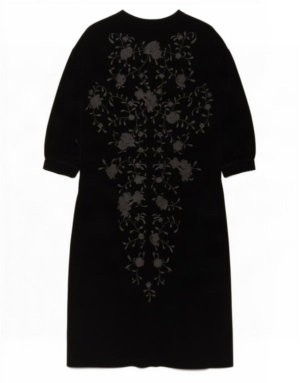Maxi vestito oversize in velluto a maniche lunghe da donna Zara UK 6 XS nero floreale