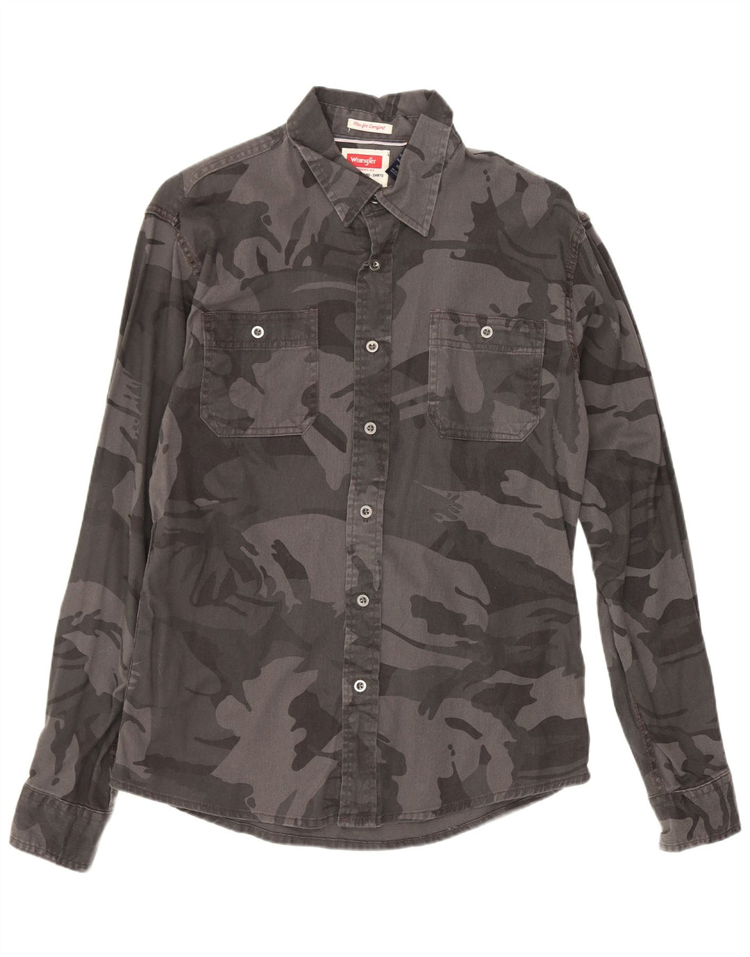 Camicia da uomo Wrangler in cotone mimetico grigio medio