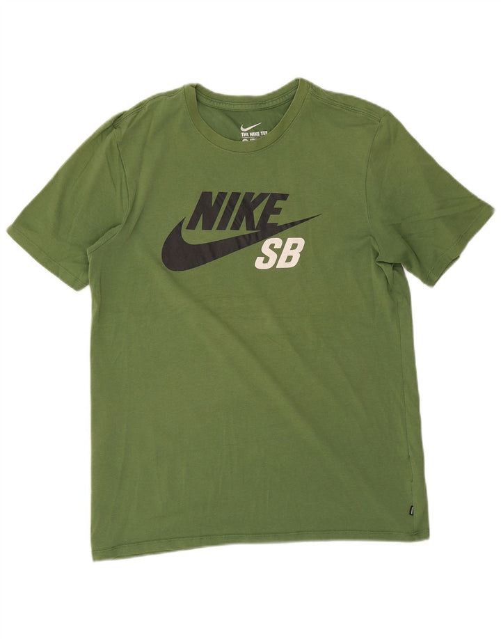 T-shirt grafica Nike da uomo con taglio atletico, cotone verde medio