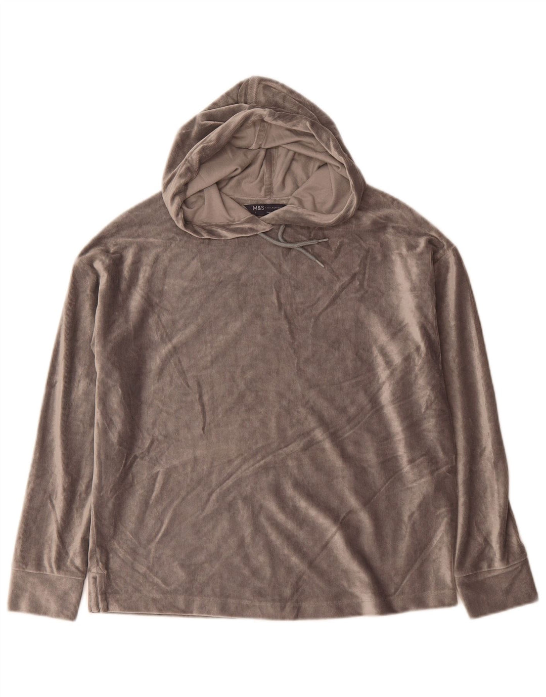 Maglione oversize con cappuccio in velluto da donna Marks & Spencer UK 8 piccolo grigio