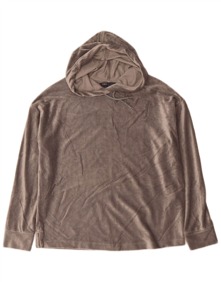 Maglione oversize con cappuccio in velluto da donna Marks & Spencer UK 8 piccolo grigio