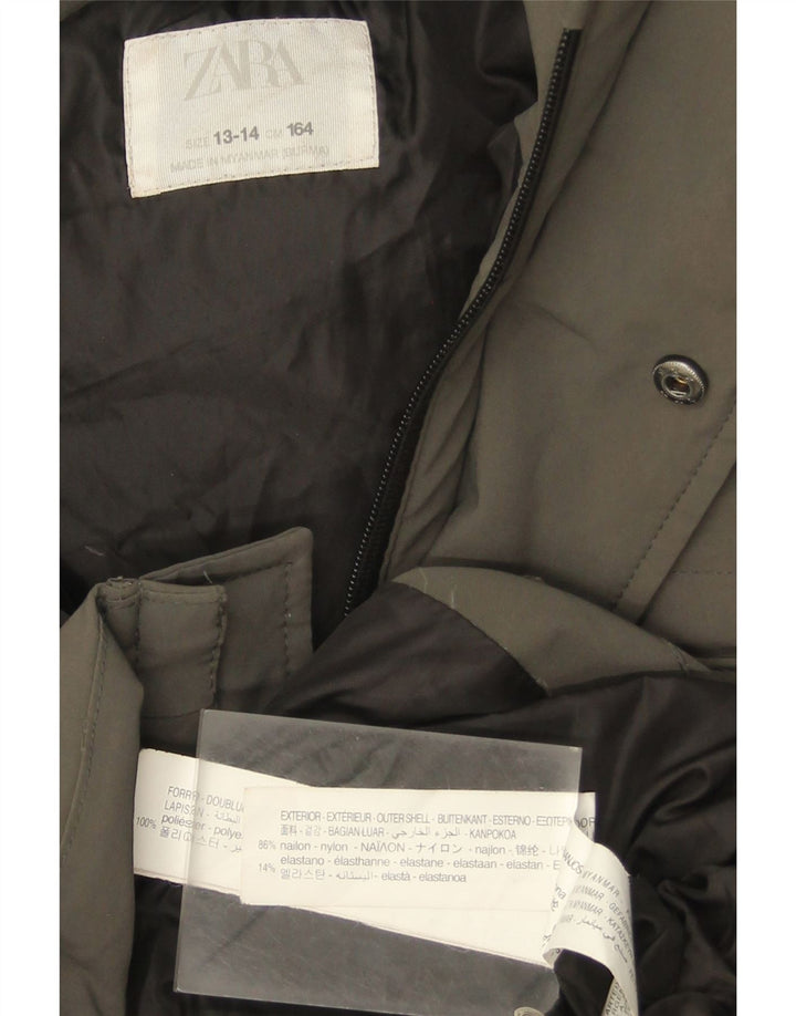 Cappotto imbottito con cappuccio Zara per ragazzi 13-14 anni in nylon kaki