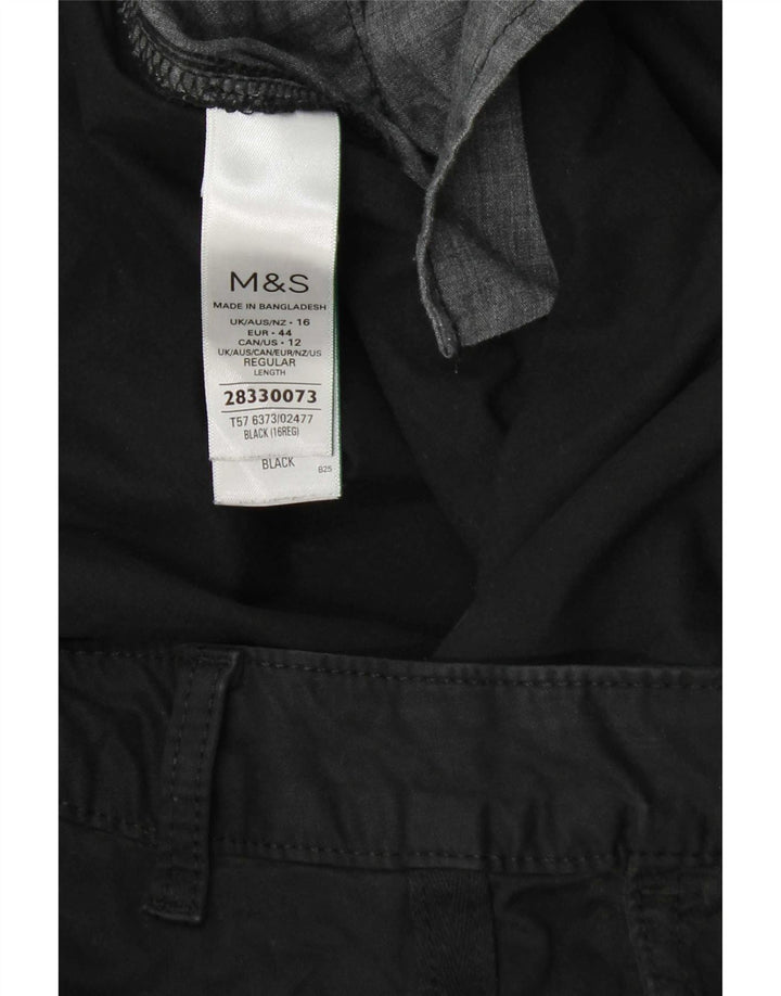 Pantaloni regolari da donna Marks & Spencer UK 16 W38 L29 Cotone nero