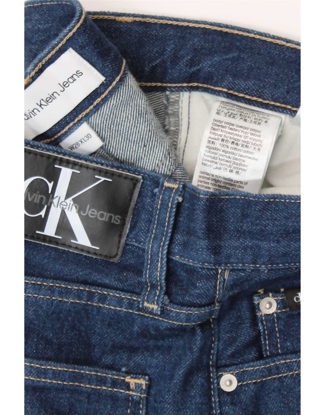 Jeans dritti da donna Calvin Klein W28 L30 cotone blu
