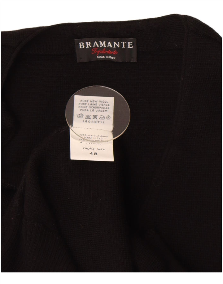 Maglione Cardigan Senza Maniche Uomo Bramante IT 48 Medio Nero Lana Vergine
