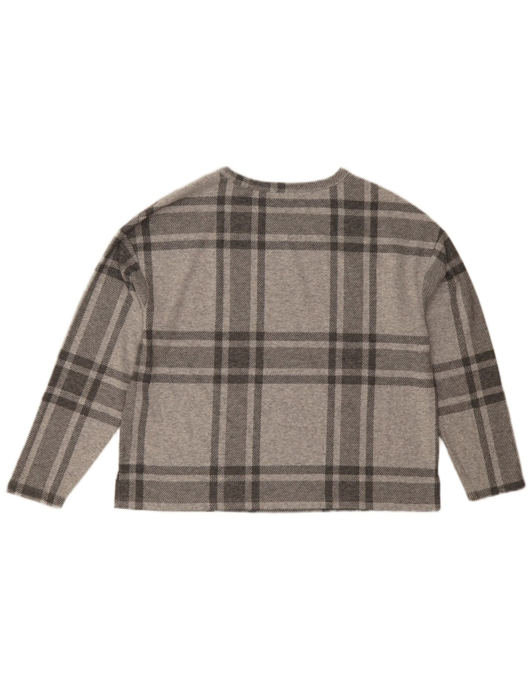 Marks & Spencer Top da donna a maniche lunghe UK 14 Poliestere scozzese grande grigio