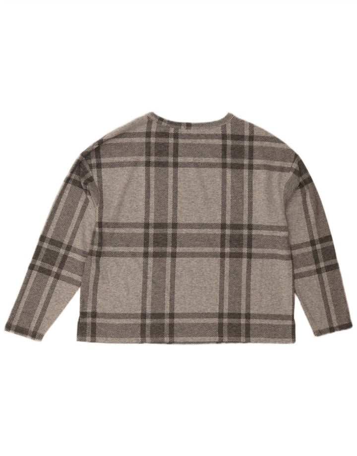 Marks & Spencer Top da donna a maniche lunghe UK 14 Poliestere scozzese grande grigio